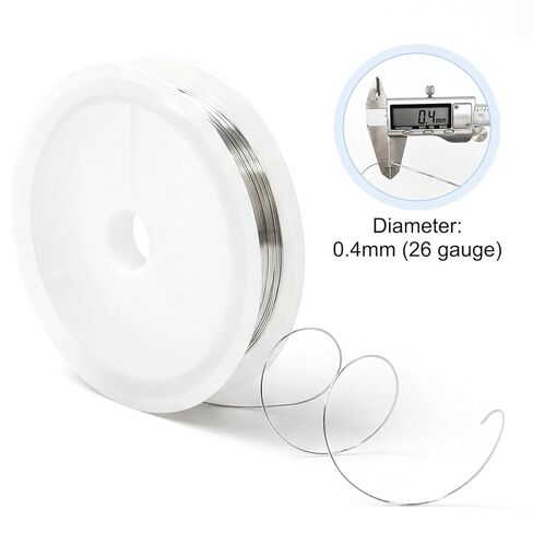 26 Gauge Aluminum Craft Wire, 2 Rolls 30 Feet 0.4mm Bendable Metal Wire for Jewelry Making, Sculpting, Floral Making, Wreath Making, Crafting, Wire Wrapping, Christmas Ornaments (Silver) in Kuwait