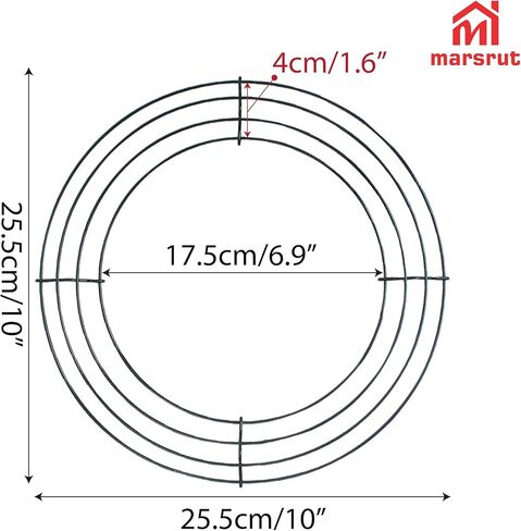 10 قطع إكليل سلكي مقاس 10 بوصة على شكل دائري، حلقات سلكية معدنية للحرف اليدوية وقاعدة DIY، ديكور زهور للباب الأمامي الخارجي، عيد الميلاد، الزفاف، الحفلات المنزلية ومستلزمات الاحتفال بالعام الجديد (أخضر داكن) in Kuwait