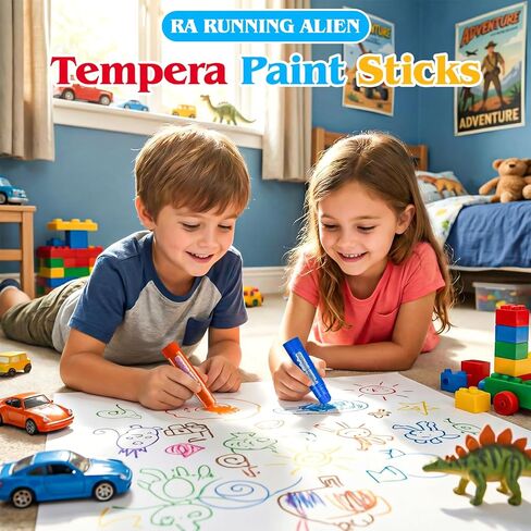 96 Pack Tempera Paint Sticks,24 Colors Non Toxic Solid Paint Sticks for Kids,No Mess,Quick Drying,Smooth and Washable Toddler Crayons,Works Great on Paper,Wood,Glass,Ceramic,Canvas in Kuwait
