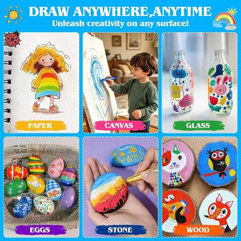 96 Pack Tempera Paint Sticks,24 Colors Non Toxic Solid Paint Sticks for Kids,No Mess,Quick Drying,Smooth and Washable Toddler Crayons,Works Great on Paper,Wood,Glass,Ceramic,Canvas in Kuwait