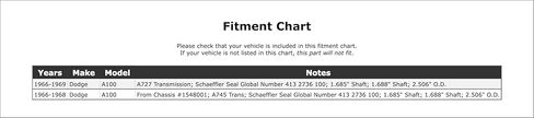 Rear Manual Transmission Seal Compatible With Dodge A100 1969 1968 1967 1966 P-2572751 in Kuwait
