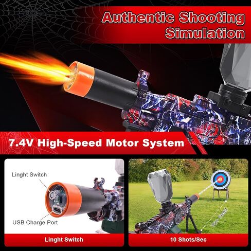 2 Pack Light Up Gel Ball Blasters, Full Auto Electric Splatter Ball Toy, 10 Rounds Per Seconds, 50000+, 700 Hopper, Automatic Outdoor Games Toys for Activities Team Game, Age 12+ Year Up in Kuwait