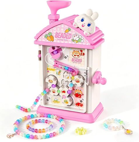MAGTHIC 2-in-1 Beads Bracelet Maker Machine & Hand-Crank Bunny Toys, Charm Jewelry Bracelet Making Kit 430+ Quick Easy 5min with Organize, DIY Friendship Bracelets for Girls 6-12 Birthday Xmas Gift in Kuwait