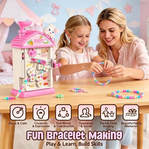 MAGTHIC 2-in-1 Beads Bracelet Maker Machine & Hand-Crank Bunny Toys, Charm Jewelry Bracelet Making Kit 430+ Quick Easy 5min with Organize, DIY Friendship Bracelets for Girls 6-12 Birthday Xmas Gift in Kuwait