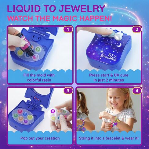 QuTZ Bracelet Making Kit, Resin Jewelry Making Kit, Making Your Own Beads and Charms with the UV Resins and Curing Station, Design Your Own K-pop and Friendship Bracelets for Girls 6+, (6 Resin Set) in Kuwait