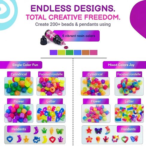 QuTZ Bracelet Making Kit, Resin Jewelry Making Kit, Making Your Own Beads and Charms with the UV Resins and Curing Station, Design Your Own K-pop and Friendship Bracelets for Girls 6+, (6 Resin Set) in Kuwait