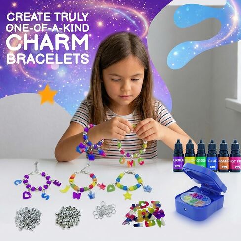 QuTZ Bracelet Making Kit, Resin Jewelry Making Kit, Making Your Own Beads and Charms with the UV Resins and Curing Station, Design Your Own K-pop and Friendship Bracelets for Girls 6+, (6 Resin Set) in Kuwait