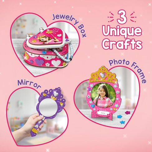 Smartivity Little Princess Craft Box for Girls | DIY Art & Craft Kit to Make Jewellery Box,Mirror & Frame | Age 4-8 Years|Kids Craft Activity Set with Gems & Glitter | Birthday Gift for Kids in Kuwait