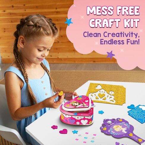 Smartivity Little Princess Craft Box for Girls | DIY Art & Craft Kit to Make Jewellery Box,Mirror & Frame | Age 4-8 Years|Kids Craft Activity Set with Gems & Glitter | Birthday Gift for Kids in Kuwait