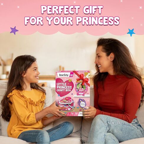 Smartivity Little Princess Craft Box for Girls | DIY Art & Craft Kit to Make Jewellery Box,Mirror & Frame | Age 4-8 Years|Kids Craft Activity Set with Gems & Glitter | Birthday Gift for Kids in Kuwait