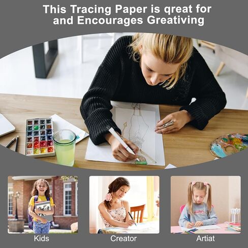 WRJIANGFA Tracing Paper Pad, 50 Sheets, A4 Size 8.27x11.69 Inches, High Transparency, Anti-Wrinkle, 53gsm, for Artists, Architects, Students in Kuwait
