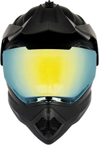 خوذة دراجة نارية Orthrus Youth Dirt Bike معتمدة من وزارة النقل خوذة دراجة نارية رياضية مزدوجة كاملة الوجه مع واقي من الشمس لمركبة ATV UTV على الطرق الوعرة لركوب الدراجات النارية BMX ذات العجلات الأربع على الجليد Go Kart (أسود غير لامع، كبير) in Kuwait