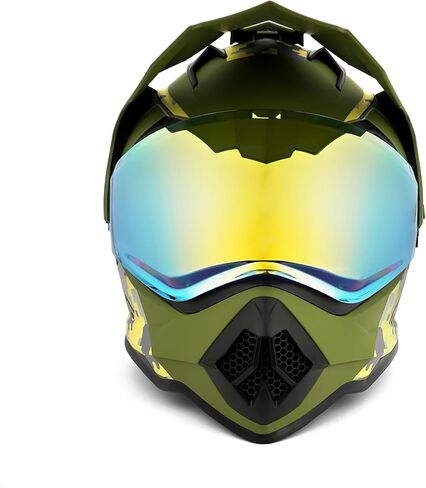 خوذة دراجة نارية Orthrus Youth Dirt Bike معتمدة من وزارة النقل خوذة دراجة نارية رياضية مزدوجة كاملة الوجه مع واقي من الشمس لمركبة ATV UTV على الطرق الوعرة لركوب الدراجات النارية BMX ذات العجلات الأربع على الجليد Go Kart (أسود غير لامع، كبير) in Kuwait