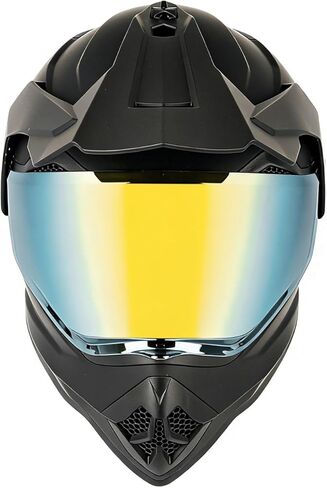 خوذة دراجة نارية Orthrus Youth Dirt Bike معتمدة من وزارة النقل خوذة دراجة نارية رياضية مزدوجة كاملة الوجه مع واقي من الشمس لمركبة ATV UTV على الطرق الوعرة لركوب الدراجات النارية BMX ذات العجلات الأربع على الجليد Go Kart (أسود غير لامع، كبير) in Kuwait