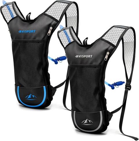 2 Pack Hydration Backpack Pack with 2L Hydration Bladder, TNYSPORT Lightweight Breathable Water Backpack with 3 Layer Pockets, Reinforced Shoulder Straps for Hiking Running Cycling in Kuwait
