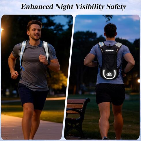 2 Pack Hydration Backpack Pack with 2L Hydration Bladder, TNYSPORT Lightweight Breathable Water Backpack with 3 Layer Pockets, Reinforced Shoulder Straps for Hiking Running Cycling in Kuwait