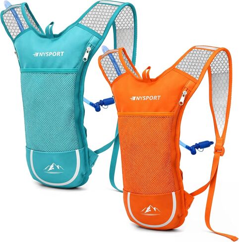 2 Pack Hydration Backpack Pack with 2L Hydration Bladder, TNYSPORT Lightweight Breathable Water Backpack with 3 Layer Pockets, Reinforced Shoulder Straps for Hiking Running Cycling in Kuwait
