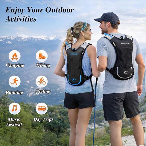 2 Pack Hydration Backpack Pack with 2L Hydration Bladder, TNYSPORT Lightweight Breathable Water Backpack with 3 Layer Pockets, Reinforced Shoulder Straps for Hiking Running Cycling in Kuwait