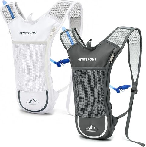 2 Pack Hydration Backpack Pack with 2L Hydration Bladder, TNYSPORT Lightweight Breathable Water Backpack with 3 Layer Pockets, Reinforced Shoulder Straps for Hiking Running Cycling in Kuwait