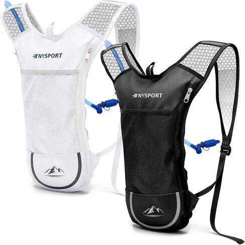 2 Pack Hydration Backpack Pack with 2L Hydration Bladder, TNYSPORT Lightweight Breathable Water Backpack with 3 Layer Pockets, Reinforced Shoulder Straps for Hiking Running Cycling in Kuwait