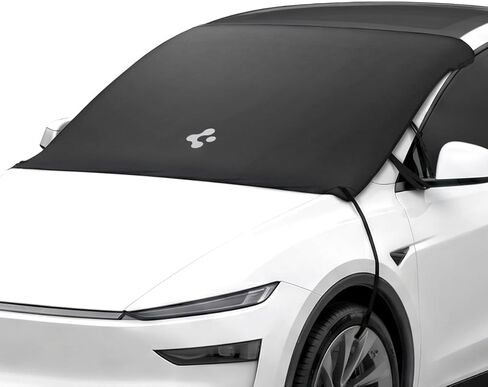 Spigen Magnetic Windshield Sun Shade Cover for Cars – Reflective UV Protection Heat Blocker with Full Windshield Coverage, Waterproof Foldable Summer Sun Visor, Fits Tesla Model Y Juniper & 3 Highland in Kuwait