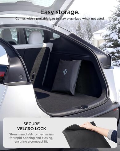 Spigen Magnetic Windshield Sun Shade Cover for Cars – Reflective UV Protection Heat Blocker with Full Windshield Coverage, Waterproof Foldable Summer Sun Visor, Fits Tesla Model Y Juniper & 3 Highland in Kuwait