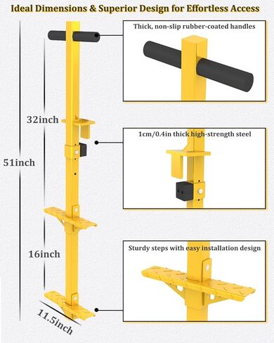 Heavy Duty Truck Bed Ladder – 450LBS+ Load Capacity, 2 Step Flatbed Ladder for Truckers, Heavy Duty Ladder for Flatbed Truck, Anti-Slip & Easy Mounting Truck Deck Step, Flatbed Truck Accessories in Kuwait