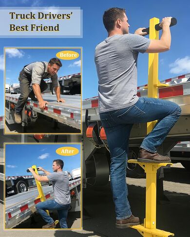 Heavy Duty Truck Bed Ladder – 450LBS+ Load Capacity, 2 Step Flatbed Ladder for Truckers, Heavy Duty Ladder for Flatbed Truck, Anti-Slip & Easy Mounting Truck Deck Step, Flatbed Truck Accessories in Kuwait