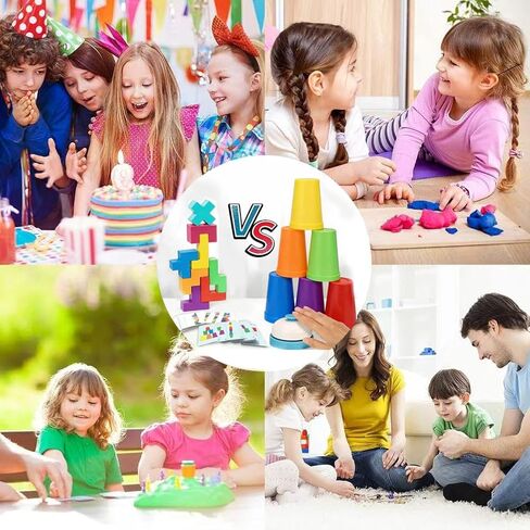 مجموعة ألعاب التكديس السريع للأكواب ومكعبات البناء للحفلات العائلية - للأطفال من سن 3 إلى 8 سنوات، لعبة تعليمية تحتوي على أكثر من 30 قطعة in Kuwait