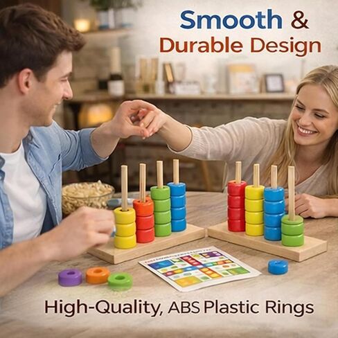 Color Matching Stacking Puzzle Game, Fast Pattern Challenge Ring Stack Puzzle for 2 Players| Competitive Tabletop Brain Teaser for Family Game Night in Kuwait