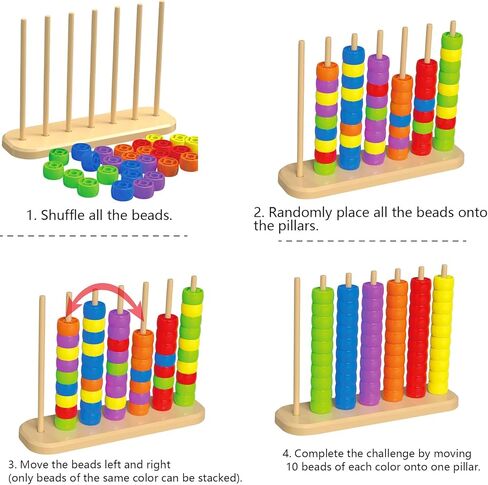 Color Matching Stacking Puzzle Game, Fast Pattern Challenge Ring Stack Puzzle for 2 Players| Competitive Tabletop Brain Teaser for Family Game Night in Kuwait