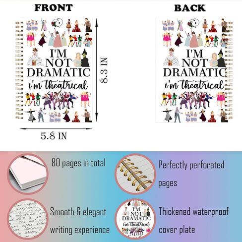LONGXIN Musical Gift Theatre Notebook Journal Music Lover Gifts for Women Girls Fans Hardcover Spiral Notebook 5.8x8.3 in Kuwait