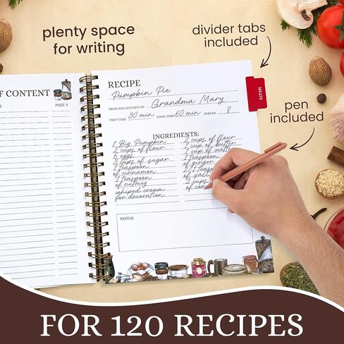 Recipe Journal , Gift for Chef and Families , Notebook for People Who Like to Cook , Hardcover with Pages In Blank to Create and Write In Your Own , Favorites Kitchen Personalized Recipes Cookbook in Kuwait