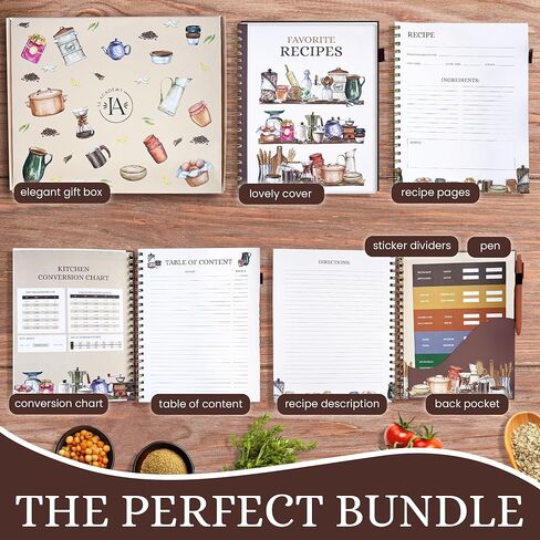 Recipe Journal , Gift for Chef and Families , Notebook for People Who Like to Cook , Hardcover with Pages In Blank to Create and Write In Your Own , Favorites Kitchen Personalized Recipes Cookbook in Kuwait