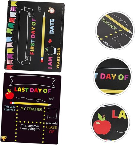 SUPVOX 2pcs ’s Writing Chalkboard Blackboard Set for Kindergarten and Elementary School, PVC Material, Erasable Message Board for Classroom Decor and First Day of School Signs in Kuwait