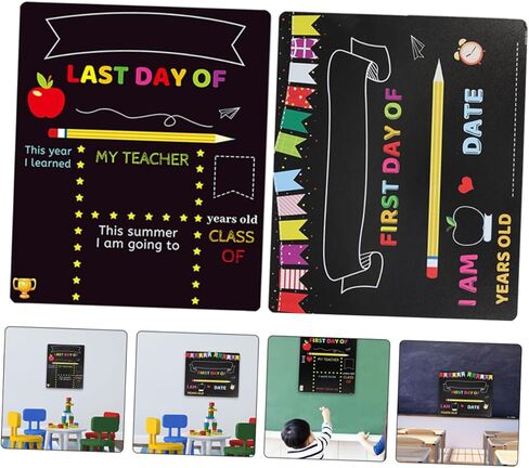 SUPVOX 2pcs ’s Writing Chalkboard Blackboard Set for Kindergarten and Elementary School, PVC Material, Erasable Message Board for Classroom Decor and First Day of School Signs in Kuwait