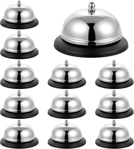 12 Pcs Bell for Desk, Service Bell Bulk - 3.4 Inch Metal Call Bells with Anti-Rust Stainless Steel, Loud Ring Bells Front Desk for Hotels, Schools, Restaurants, Reception Areas, Hospitals in Kuwait