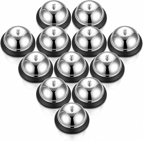 12 Pcs Bell for Desk, Service Bell Bulk - 3.4 Inch Metal Call Bells with Anti-Rust Stainless Steel, Loud Ring Bells Front Desk for Hotels, Schools, Restaurants, Reception Areas, Hospitals in Kuwait