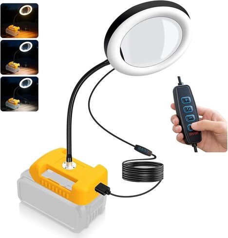 8X Magnifying Glass with Light for DeWalt 20V/18V/60V Lithium Ion Batteries, Hands-Free Flexible LED Magnifier with 3 Color Modes, Close Work Compatible DeWalt Battery-Powered Magnifier in Kuwait