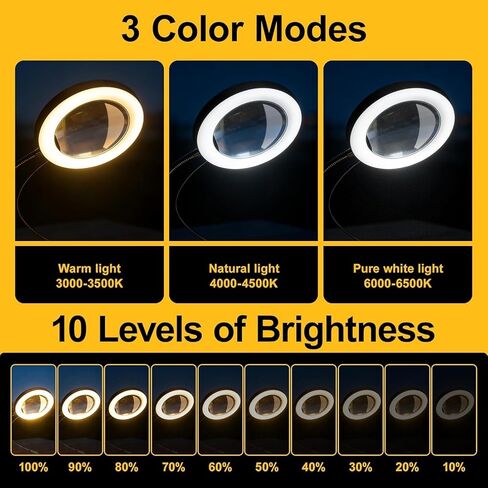 8X Magnifying Glass with Light for DeWalt 20V/18V/60V Lithium Ion Batteries, Hands-Free Flexible LED Magnifier with 3 Color Modes, Close Work Compatible DeWalt Battery-Powered Magnifier in Kuwait