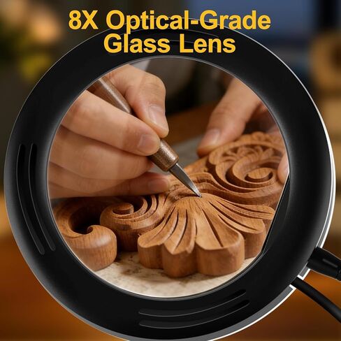 8X Magnifying Glass with Light for DeWalt 20V/18V/60V Lithium Ion Batteries, Hands-Free Flexible LED Magnifier with 3 Color Modes, Close Work Compatible DeWalt Battery-Powered Magnifier in Kuwait