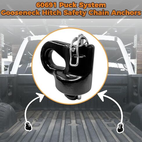 60691 مرساة سلسلة أمان لنظام بوك معقوفة، لـ 2013-2026 Ford F250 F350 F450، 2016-2026 شيفروليه سيلفرادو، جي إم سي سييرا و2016-2024 نيسان تيتان XD، 38000 رطل GTW، قطعتان in Kuwait