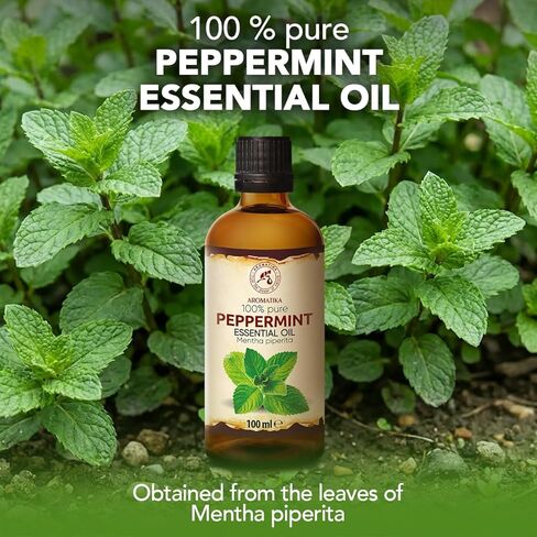 Peppermint Essential Oil 3.4 Fl Oz (100ml) - Mentha Piperita - Home Fragrance - Aromatherapy - 100% Pure & Natural Mint Oil for Body Care - Diffusers - Sauna - Relaxation - Calming in Saudi Arabia