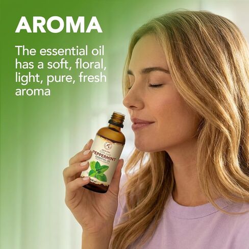 Peppermint Essential Oil 3.4 Fl Oz (100ml) - Mentha Piperita - Home Fragrance - Aromatherapy - 100% Pure & Natural Mint Oil for Body Care - Diffusers - Sauna - Relaxation - Calming in Saudi Arabia