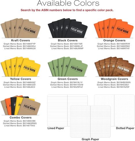 Elan Publishing Company Field Notebook/Pocket Journal - 3.5"x5.5" - Green - Lined Memo Book - Pack of 5 in Kuwait