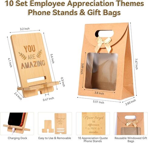 60 PCS/10 Sets Teacher Employee Appreciation Gifts Bulk – Thank You Gifts for Coworkers with Kraft Paper Gift Bags,Greeting Card,Inspirational Notebooks,Phone Stand,Team Gift for Staff, Nurse, Office in Kuwait