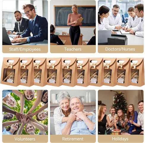60 PCS/10 Sets Teacher Employee Appreciation Gifts Bulk – Thank You Gifts for Coworkers with Kraft Paper Gift Bags,Greeting Card,Inspirational Notebooks,Phone Stand,Team Gift for Staff, Nurse, Office in Kuwait