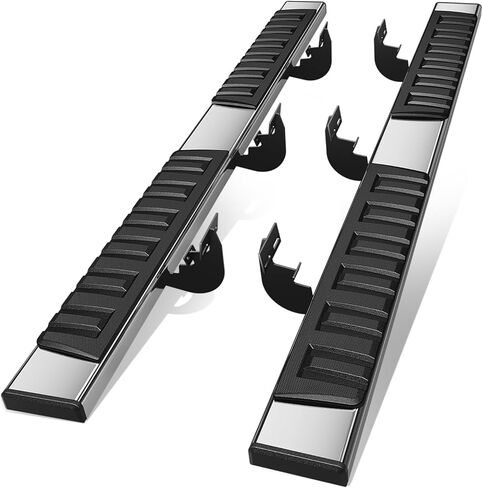 Auto Dynasty Flat Running Boards Compatible with 2009-2024 Dodge Ram 1500 2500 3500 Crew Cab 4-Door, Stainless Steel Side Steps Rail Nerf Bar, 6.75 Inches Step Bars, Chrome Polished in Kuwait