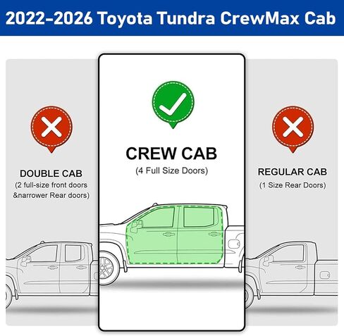 6.5" Running Boards Compatible with 2022-2026 Toyota Tundra Crewmax Cab(4 Full-Size Door), Black Flat Oval Running Boards 2 Piece Set Tundra Side Steps Step Bars Come with 8 Brackets. in Saudi Arabia