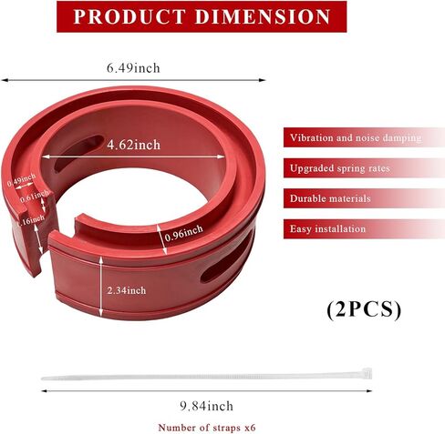 2 PCS Rubber Coil Spring Spacer for Car, Heavy Duty Round Coils Springs Boosters for 1.45''-1.65'' Sprung Distance, Vibration Noise Reduction Coil Spring Lift Spacers for Vehicles in Kuwait